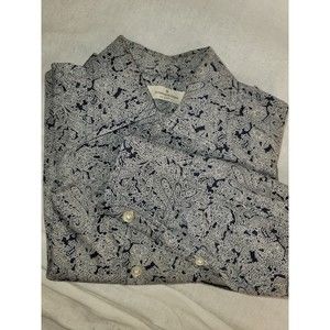 Ermenegildo Zegna Dress Shirt Cotton Soft Paisley Blue/white